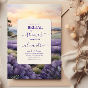 Elegantes Blumenlavender Brautparty Einladung