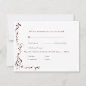 Elegantes Blumenleaf Classic Wedding RSVP Karte (Rückseite)