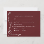 Elegantes Blumenleaf Classic Wedding RSVP Karte (Rückseite)