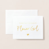 Elegantes Blumenmädchen Danke Foto Gold Folienkarte (Vorderseite mit Umschlag)