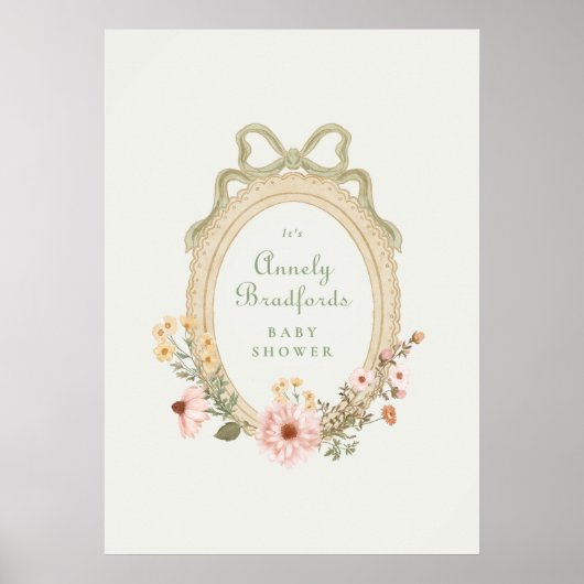 Elegantes Blumenmädchen mit Salbeibogen gerahmtes  Poster (Vorne)