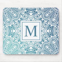 Elegantes BlumenMandala-Monogramm | Mousepad