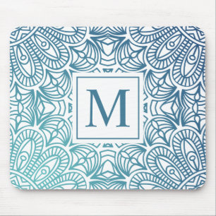 Elegantes BlumenMandala-Monogramm   Mousepad