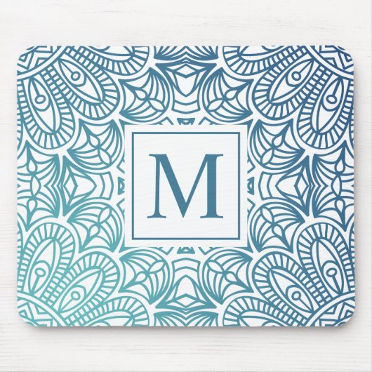 Elegantes BlumenMandala-Monogramm | Mousepad (Vorne)