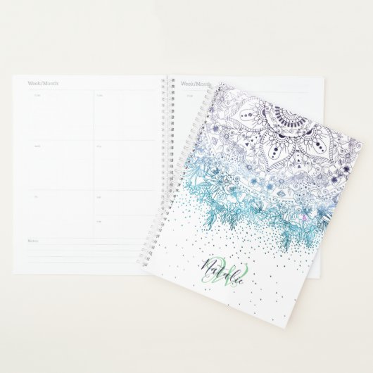 Elegantes Blumenmandala und Konfetti-Bild Planer (Anzeige)