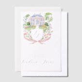 Elegantes Blumenmanor Wedding Wappen Pergament Einladungen (Versetzt)