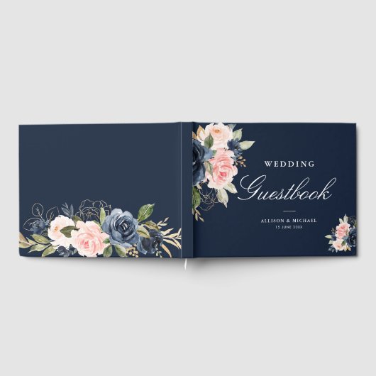 Elegantes Blumenmarinebuch Gästebuch (Voll)