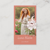 Elegantes Blumenmeer Celestial Holistic Moon Foto Visitenkarte (Vorderseite)