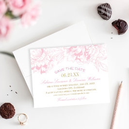 Elegantes Blumenmeer Hochzeitrosa Gold Save The Date