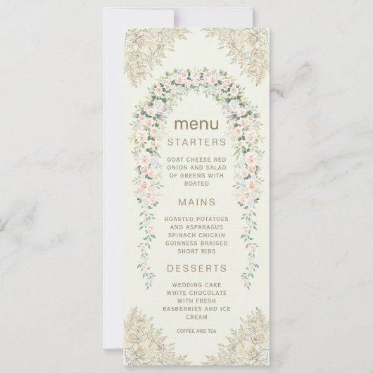 Elegantes Blumenmenü Einladung (Vorderseite)