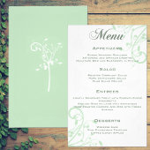 Elegantes Blumenmenü mit blass Pastel Green Weddin Flyer