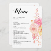Elegantes Blumenmenü Pearls Lace Menükarte (Vorne/Hinten)