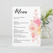 Elegantes Blumenmenü Pearls Lace Menükarte (Stehend Vorderseite)