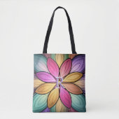 Elegantes Blumenmonogramm aus Buntglas Anfangsbuch Tasche (Vorderseite)