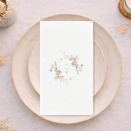 Elegantes Blumenmonogramm-Hochzeitsgastetuch Serviette