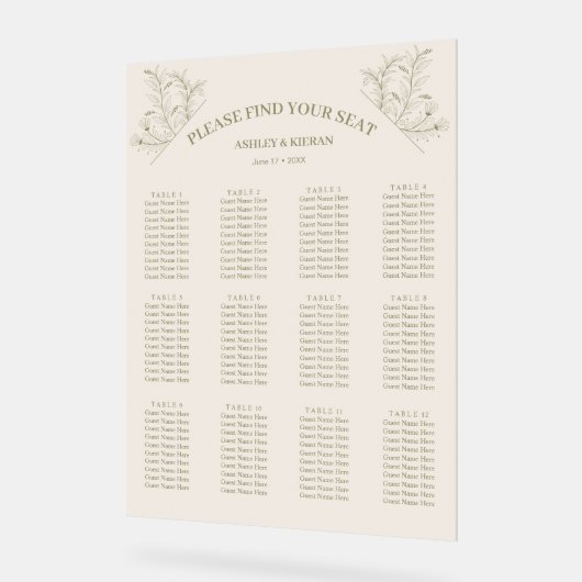 Elegantes Blumenmoos-Sitzdiagramm Acrylschild (Winkel)