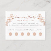 Elegantes Blumenmotiv Schönes Frauenlogo Rosa Treuekarte (Rückseite)