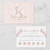 Elegantes Blumenmotiv Schönes Frauenlogo Rosa Treuekarte (Vorne/Hinten)