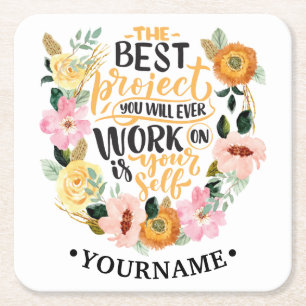 Elegantes Blumenmotivationsangebot Rechteckiger Pappuntersetzer