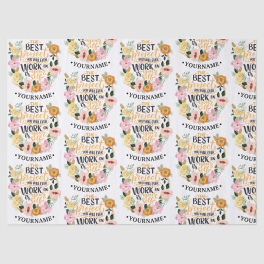 Elegantes Blumenmotivationsangebot Seidenpapier (Vorderseite)