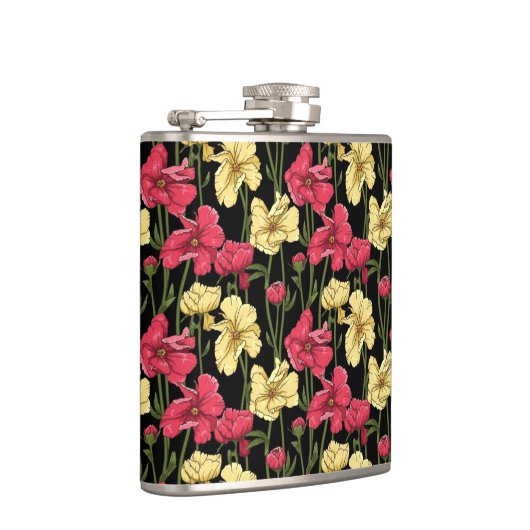 Elegantes Blumenmuster 2 Flachmann (Rechts)