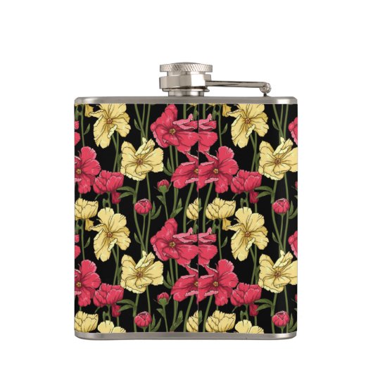 Elegantes Blumenmuster 2 Flachmann (Rückseite)