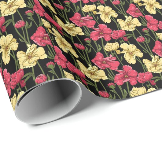 Elegantes Blumenmuster 2 Geschenkpapier (Rolleneckpunkt)