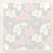 Elegantes Blumenmuster 2 Glasuntersetzer (Rückseite)