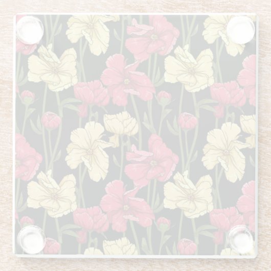 Elegantes Blumenmuster 2 Glasuntersetzer (Rückseite)