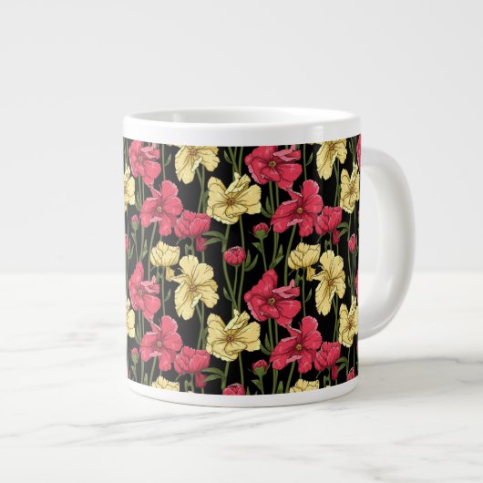 Elegantes Blumenmuster 2 Jumbo-Tasse (Vorderseite Rechts)