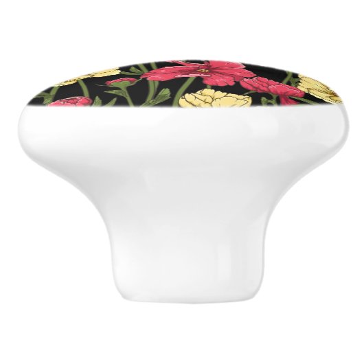 Elegantes Blumenmuster 2 Keramikknauf (Seitenansicht)