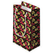 Elegantes Blumenmuster 2 Kleine Geschenktüte (Vorderseite Schrägansicht)