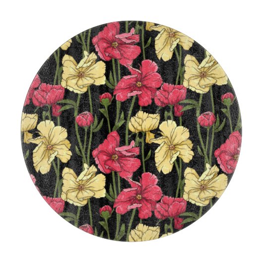 Elegantes Blumenmuster 2 Schneidebrett (Vorderseite)