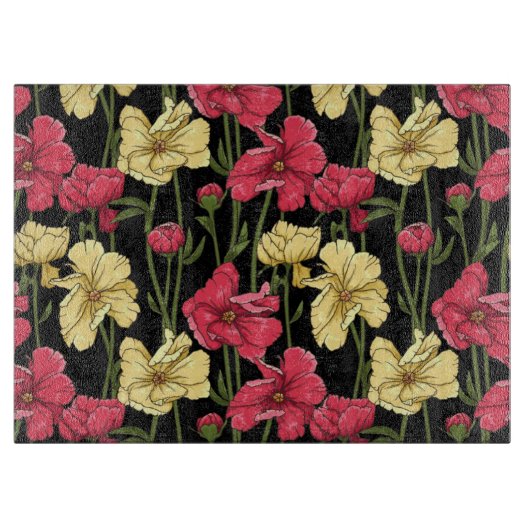 Elegantes Blumenmuster 2 Schneidebrett (Vorderseite)