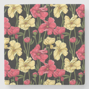 Elegantes Blumenmuster 2 Steinuntersetzer