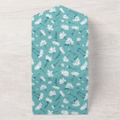 Elegantes Blumenmuster - Aquamarin & weiß botanisc All In One Einladung (Außenbereich)