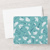 Elegantes Blumenmuster - Aquamarin & weiß botanisc All In One Einladung (Rückseite)