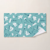 Elegantes Blumenmuster - Aquamarin & weiß botanisc Badhandtuch Set (Handtuch)
