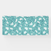 Elegantes Blumenmuster - Aquamarin & weiß botanisc Banner (Horizontal)