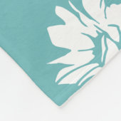 Elegantes Blumenmuster - Aquamarin & weiß botanisc Fleecedecke (Ecke)