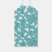 Elegantes Blumenmuster - Aquamarin & weiß botanisc Geschenkanhänger (Vorderseite)