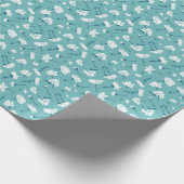 Elegantes Blumenmuster - Aquamarin & weiß botanisc Geschenkpapier (Ecke)