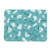 Elegantes Blumenmuster - Aquamarin & weiß botanisc Magnet (Horizontal)