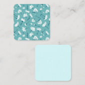 Elegantes Blumenmuster - Aquamarin & weiß botanisc Mitteilungskarte (Vorne/Hinten)