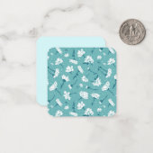 Elegantes Blumenmuster - Aquamarin & weiß botanisc Mitteilungskarte (Vorderseite/Rückseite Beispiel)