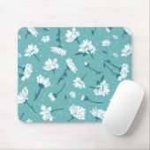 Elegantes Blumenmuster - Aquamarin & weiß botanisc Mousepad (Mit Mouse)