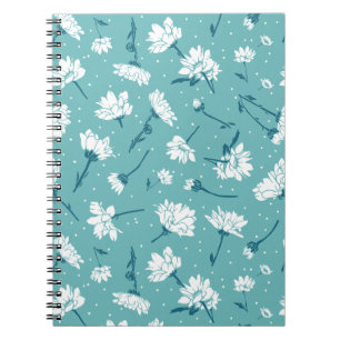 Elegantes Blumenmuster - Aquamarin & weiß botanisc Notizblock