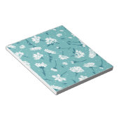 Elegantes Blumenmuster - Aquamarin & weiß botanisc Notizblock (angewinkelt)