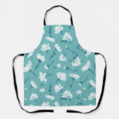 Elegantes Blumenmuster - Aquamarin & weiß botanisc Schürze (Vorderseite)
