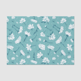 Elegantes Blumenmuster - Aquamarin & weiß botanisc Seidenpapier